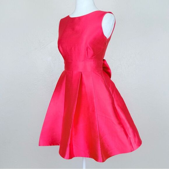 Kate Spade Open Back Bow Mini Party Dress in Pink Silk Blend Size 0 - Picture 3 of 16